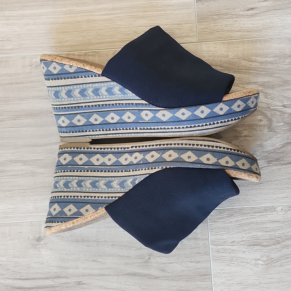 Lucky Brand Navy Wedge Sandals Size 7.5/8 - Picture 7 of 8